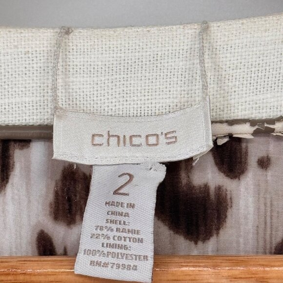 Chicos 2 Open 3/4 Sleeve Jacket Animal Print Lining Size large Beige - Picture 2 of 10